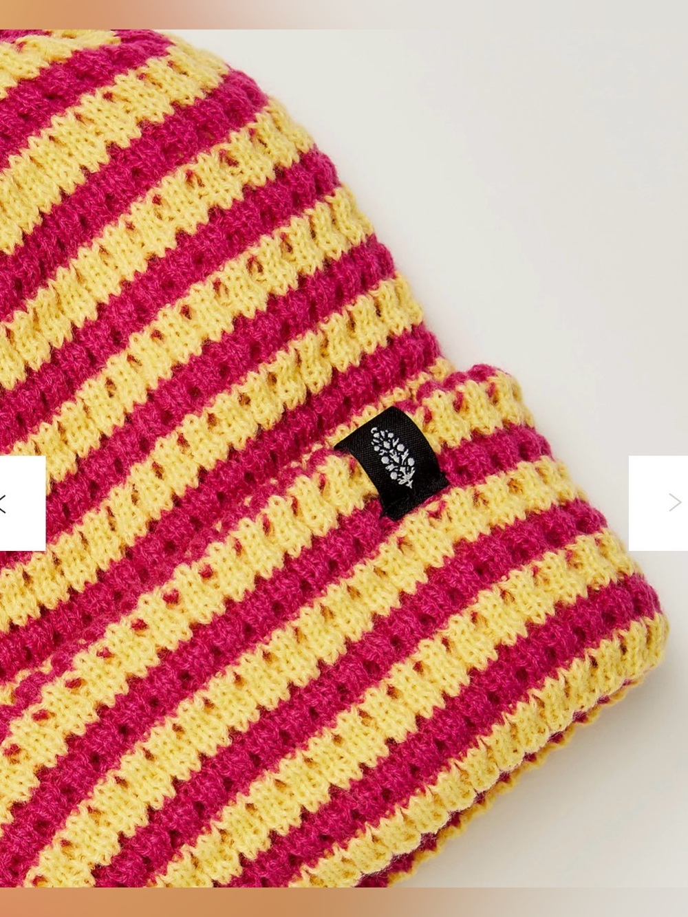 FREEPEOPLE Striped Beanie Hat in Pink and Yellow - Cozy Knit